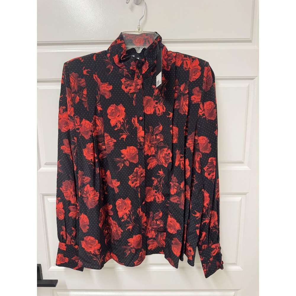 The Kooples Blouse Shirt Top EU Sz 2 US Medium Large Silk NWT $365